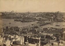 Beautiful panorama view Istanbul Constantinople Turkey antique albumen art photo picture