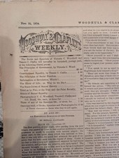 1874 Woodhull & Claflins Weekly — Victoria Woodhull, High Altitude Flight Nov 21 picture