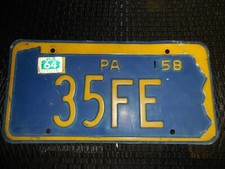 Vintage 1958 1964 Pa.License Plate Car Tag Auto plate# 35FE Ships FREE picture