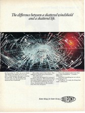 1989 Du Pont Difference Between A Shattered Windshield Life Vtg Print Ad/Poster picture