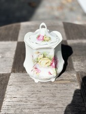 Antique BAVARIAN CHINA  BISCUIT JAR Painted Flowers picture