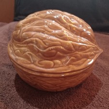 Vintage Ceramic Walnut Shaped Lidded Candy/Trinket Dish picture