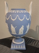 Vintage Wedgwood Blue Jasperware Wing Handled URN/Trophy Vase picture