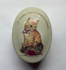 Porcelain Cat Oval Trinket Box 