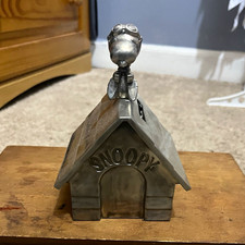 Vintage : Original 1966 Peanuts Snoopy Doghouse Silver plated Coin Bank picture