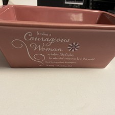 Abbey Press Pink Bread Loaf Pan 1Cor.16:13 It Takes A Courageous Woman... picture