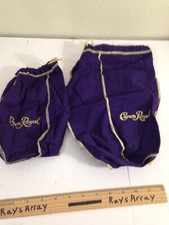 Rare Crown Royal Blue And Gold Drawstring Bag lot of 2 different sizes picture