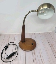 Rare Vintage Mid Century Modern Retro Ajustable Brown Table Desk Lamp Works picture