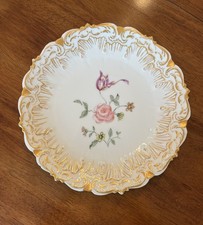 Antique French Limoges Porcelain Plate with Gilded Rim and Gold Detail picture