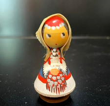 VTG Yugoslavian Wooden Peg Doll Bosna Jugoslavia Folk Art 2.5