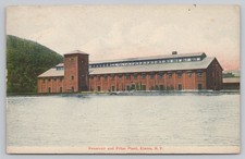 Vintage Elmira NY Postcard c.1908 Reservoir & Water Filter Treatment Plant Litho picture