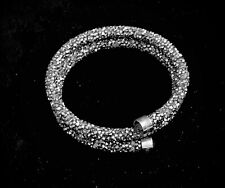 Swarovski Black Silver Crystal Dust Double Wrap Bracelet 16” In Length picture
