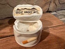 Rare • Vintage • Great Smoky Mountains • Ceramic Ashtray • Kitschy picture