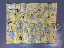 1952 BIG FORK Itasca County MINNESOTA Brochure PICTORIAL MAP Vintage FISHING picture