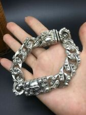 Asian chinese old miao silver hand cast statue bracelet jewel cool gift picture