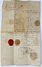 1828 Colombia Colonel Francisco Meyer Power Attorney Montilla Consul Wax Seals picture
