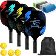Aopoul Set 4 Premium Wood Paddles Cushion Comfort Grip 4 Cooling Towels 4 Bag picture