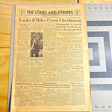 Vintage WWII Stars and Stripes Newspaper June 20 1944 Large Edition D-Day +14 picture