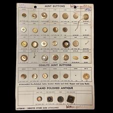 Vintage Metal Button Salesman Sample Display Card BUTTON GUILD Gemlite & Mint #1 picture