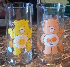 (2) NEW Vintage 1983 Care Bears Friend & Funshine Bear Pizza Hut Series Glass picture