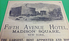 Antique Original Ad Fifth Avenue HOTEL Madison Square NY Mounted 4.5