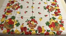 Rooster  & Turkey Fruit Print Tablecloth Cottage Core/Farmhouse  51” X 51” picture