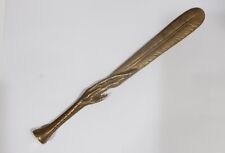 Antique Brass Bird Claw Feather Etched Letter Opener picture