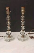 Pair Of Vintage Stacked Solid Glass Mid Century Modern Lamp Bases 1940s picture