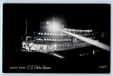SS Delta Queen Postcard RPPC Photo Steamer Ship Night View c1940's Vintage picture