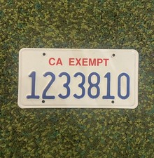 California Exempt License Plate. CHP Police Fire State City Owned. CA Exempt. picture