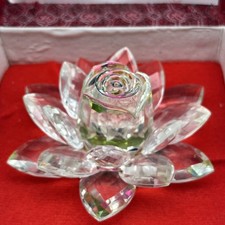 Crystal World Water Lily Rainbow Center Figurine Mirro Base Excellent Condition picture