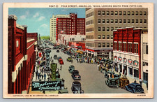Postcard Polk Street Amarillo Texas Looking North Linen picture