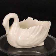 Antique Willets American Belleek Porcelain Swan Salt Dish 2.75