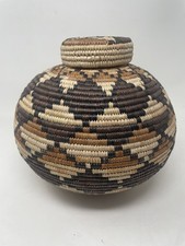 Vintage African Zulu Traditional Woven Basket with Lid Handmade picture