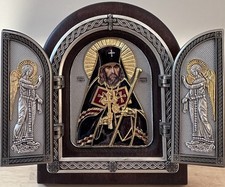 Triptych of St. John (Maximovitch) Orthodox Icon Exclusive High Quality Handmade picture