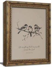 Gold Framed Wall Art Vintage Christian Bible Verse Wall Art Neutral Farmhouse... picture