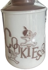 Vintage BARTLETT COLLINS COOKIE JAR & LID COOKIES WHITE BROWN LID NO DAMAGE picture
