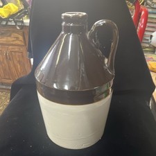 Antique 1 Gallon Two Tone Stoneware Jug Made By Sherwood Brothers Pottery picture