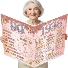 90th Birthday Card Pink Rose Gold 1936 Theme Large With Envelope picture
