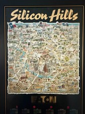 1995 Silicon Hills Eaton Pictorial Map Calendar Framed Corporate Poster picture