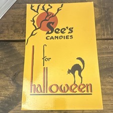 See's Candies Halloween Black Cat hand painted laminated cheddar color old  picture