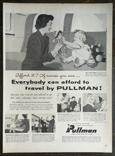 Vintage 1956 Pullman Train Mother with Baby Full Page Original Ad 823 picture