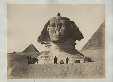 Great Sphinx Giza Pyramids Cairo Egypt Figures c1870s VTG Photo picture