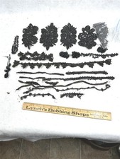 antique sewing  lot beaded applique black glass jet Victorian Edwardian original picture