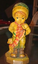 ANRI Handmade Carved Wood Boy w/ Dog Figurine, Numbered, 14 Christmas picture