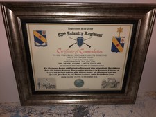 52ND INFANTRY REGIMENT / COMMEMORATIVE - CERTIFICATE OF COMMENDATION picture