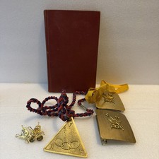 Odd Fellows Lot Book Pins Belt Buckles Medallion Brass Cords Vintage 1963 picture
