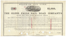LOT OF 5 Glens Falls Rail Road Company Bond Certificates (New York, Dated 1869) picture