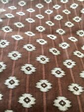 Antique 19th Century Brown Geometric Stripe Calico Cotton Fabric ~ Doll Quilt picture