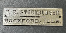 ANTIQUE F.E. STOCKBURGER ROCKFORD, ILLINOIS CARRIAGE TAG M10 picture